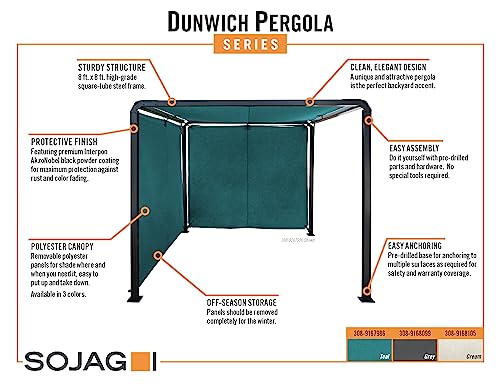 Sojag Outdoor 8' x 8' Dunwich Pergola Open Gazebo, Grey Sojag