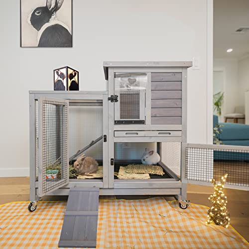 Aivituvin Rabbit Hutch / House Large Bunny Cage, Indoor Outdoor (Style1) Aivituvin