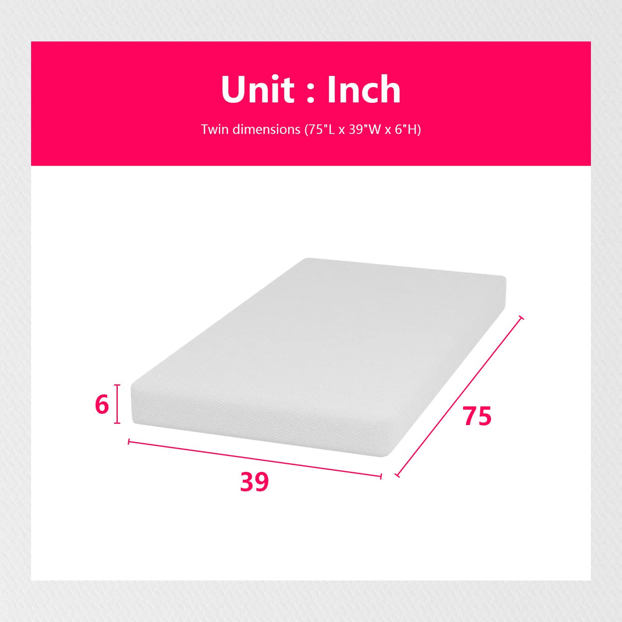 PayLessHere Twin Size Mattress,6 Inch Gel Memory Foam Mattress in a Box,Medium-Firm,Pressure Relief&Temperature Regulation,CertiPUR-US Certified,Fiberglass Free,White PayLessHere