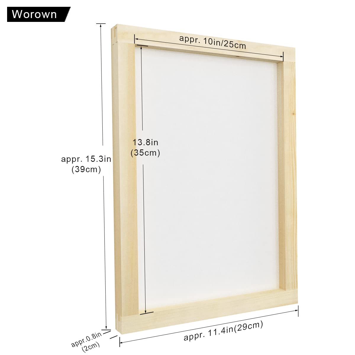 Worown 10 X 14 Inch Wood Silk Screen Printing Frame with 110 White Mesh and 1 Piece 4 x 10 Inches Screen Printing Squeegee for Screen Printing Worown