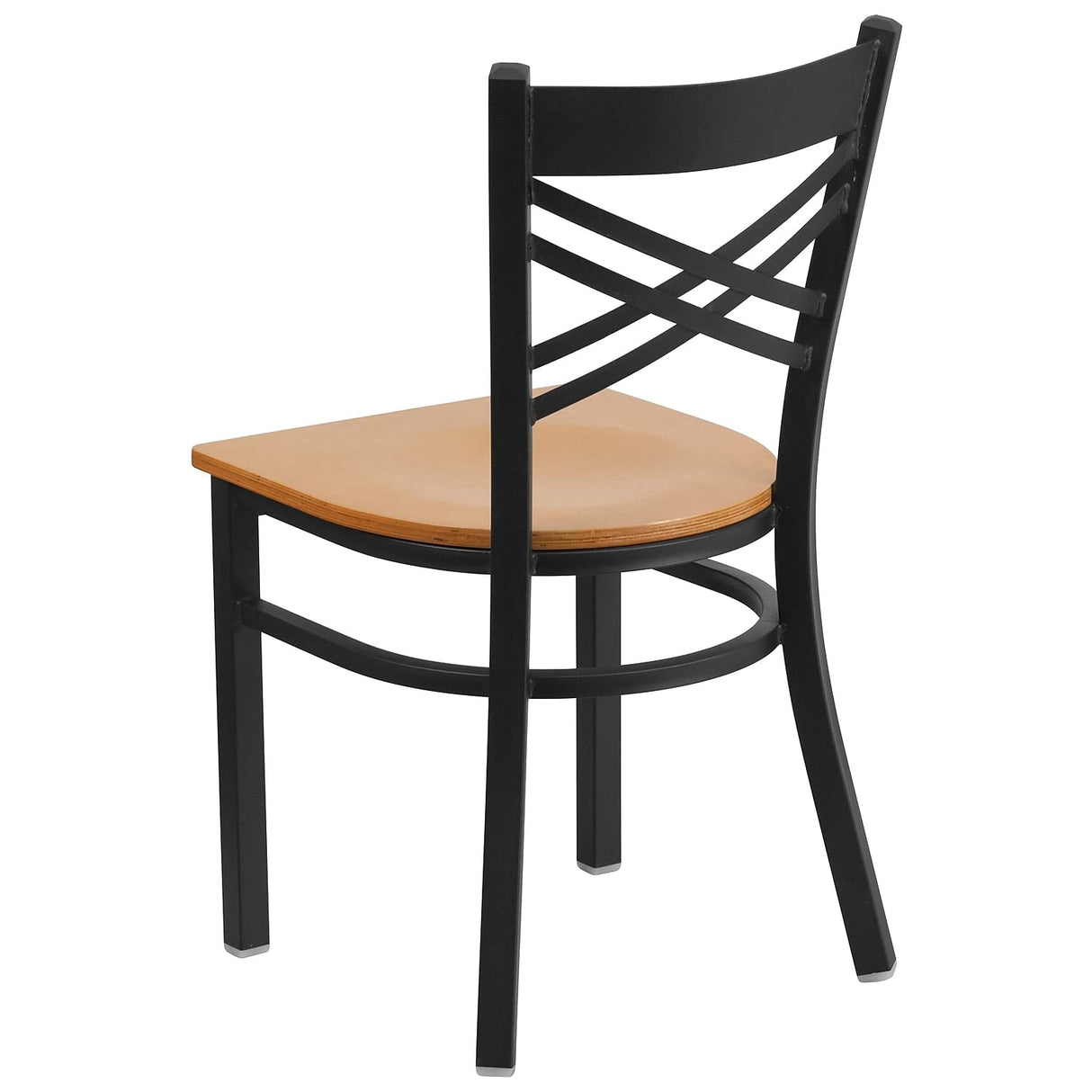 Flash Furniture 2 Pack HERCULES Series Black ''X'' Back Metal Restaurant Chair - Natural Wood Seat Flash Furniture