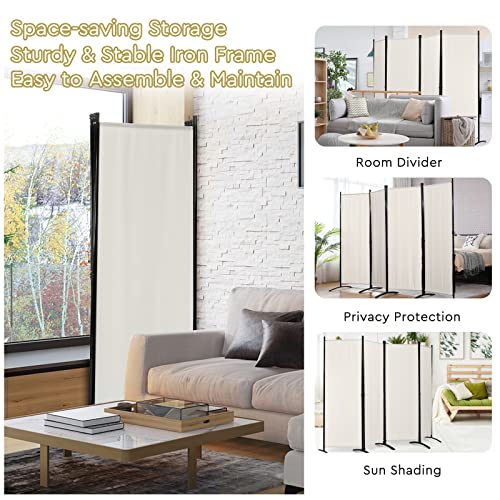 Giantex 5.6 Ft Tall 4 Panel Room Divider White, Lightweight Portable Folding Privacy Screen, Freestanding Partition Wall Divider and Separator for Bedroom Home Office Apartment Studio Giantex