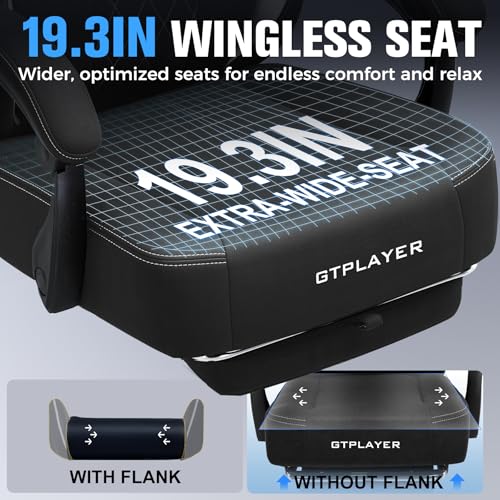 GTPLAYER Big and Tall Gaming Chair Breathable Fabric Computer Chair with Strong Lumbar Support, Comfortable Office Chairs with Pocket Spring Cushion, High Back Ergonomic Desk Chairs with Footrest GTPLAYER