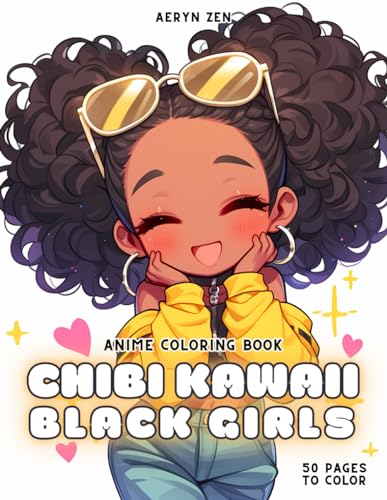 Anime Coloring Book: Chibi Kawaii Black Girls WoodArtSupply