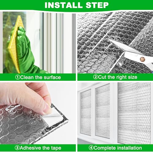 16P Garage Door Insulation Panels Kit 0.24' Thick Double Bubble Reflective Aluminum Foil Sheet Thermal Insulation Shield 120 Tapes Winter Clod and Summer Heat for Attic, Garage, Wall (24'' x 48'') MYFAMIREA