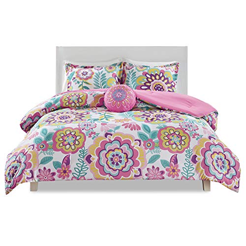 Intelligent Design Camille Comforter Set, Vibrant Flowers Design All Season Teen Bedding, Matching Sham, Decorative Pillow, Girls Bedroom Décor, Twin/Twin XL, Pink 3 Piece Intelligent Design