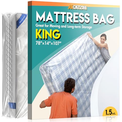 Plastic Mattress Bag for Moving Storage, Waterproof Mattress Cover, Mattress Protector for Moving Supplies - King Size (1.5MIL) Axgatoxe