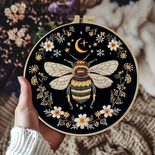 Huacan Embroidery Kit for Beginners Adults Includes Stamped Pattern, Hoop, Color Threads,Tools,Easy to Follow Instruction (Dragonfly)