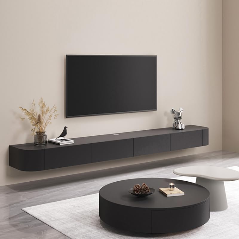 FGNIXLN Floating TV Stand,70.9 Inch Wall Mounted TV Shelf,Modern Entertainment Center Media Console with Storage for Bedroom,Living Room (Black) FGNIXLN