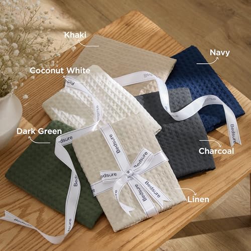 Bedsure Waffle Comforter Set Queen, Soft and Breathable Linen Bedding Comforter Set, 3 Pieces, 1 Waffle Weave Comforter (90"x90") and 2 Pillowcases (20"x26") Bedsure