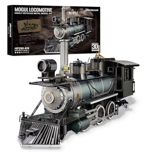 Piececool 3D Metal Puzzles for Adults Mogul Locomotive Steam Train Metal Model Kits, DIY Brain Teaser Building Kits, Birthday Christmas Day Gift for Teens