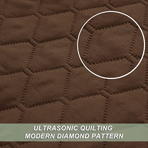 Exclusivo Mezcla Reversible Full Queen Quilt Bedding Set with Pillow Shams, Lightweight Quilts Queen Size, Soft Bedspreads Bed Coverlets for All Seasons - (Chocolate Brown, 90"x96") Exclusivo Mezcla