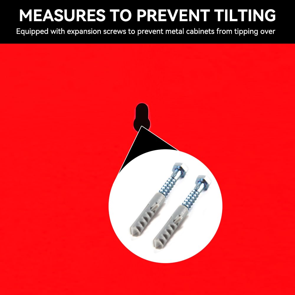 Fumedo Small 2 Metal Storage Side Buffet Cabinet for Bed Room,Living Room,Entryway,Hallway,Home,Hotel,Office,Garage,Kitchen,1 Removable Shelf. (Metal Door, Red) Fumedo