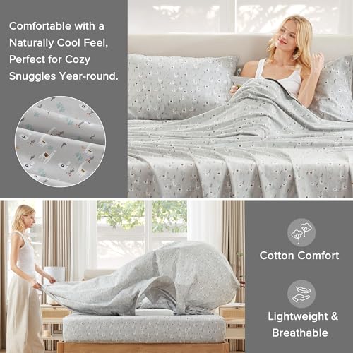 Comfort Spaces 100% Cotton Sheet Set Breathable, Lightweight, Soft with 12" Elastic Pocket Fits up to 14" Mattress, All Season Cozy Bedding, Matching Pillow Case, Twin Lama Multi 3 Piece Comfort Spaces