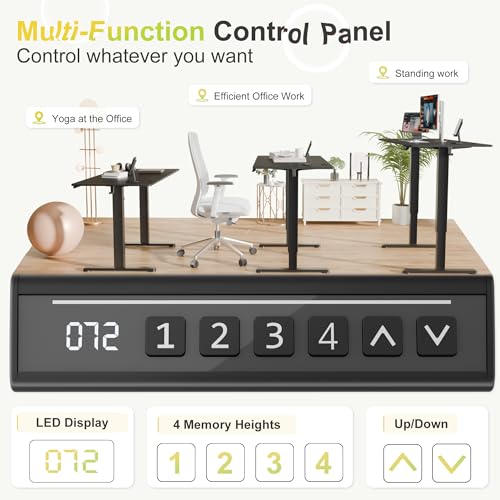 Furmax Electric Standing Desk, 45 x 24 Inches Sit Stand up Desk, Sit Stand Height Adjustable Home Office Desk with 4 Height Position Memory - with Splice Board (Black, 45) Furmax