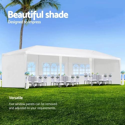 GarveeLife 10'x30' Party Tent, Outdoor Wedding Canopy Tents for Parties with 5 Removable Sidewalls, Heavy Duty Waterproof Gazebo Canopy White Tent for Party Wedding Events Beach BBQ GarveeLife