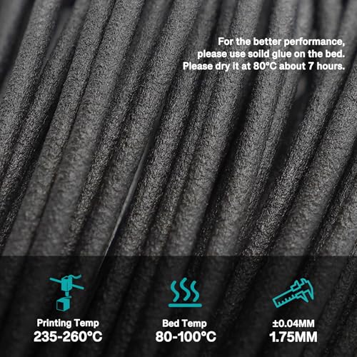 Nylon Carbon Fiber Filament PA6 CF Filament 50g for 3D Printing yxpolyer