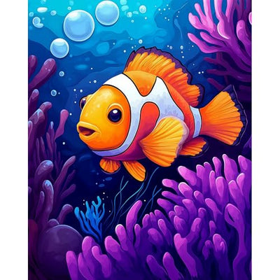Natuyalo Fish Coral Paint by Numbers Kit for Adults Beginner Animal DIY Painting Kits for Adults - Linen Canvas, Acrylic Pigment, 3 Paint Brushes, Waterproof Durable, Frameless, 16x20 Inch
