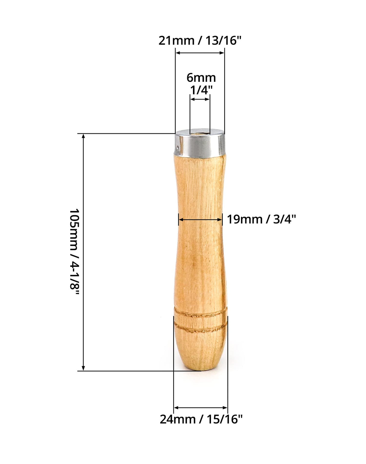 QWORK Wooden File Handle with Strong Metal Collars, 5 Pack Ergonomic Handle Easy Installation File Cutting Tool Craft for 4'' - 7'' Metal File, Wood File, Screwdriver, Hand Drill QWORK