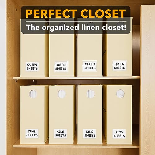 SpaceAid 8 Pack Bed Sheet Organizers and Storage, Foldable Sheet Organizer for Linen Closet, Sheets Set Folder Keeper with Window XL (Queen & King Size) Bedding Container (Beige, 8 Pack) SpaceAid