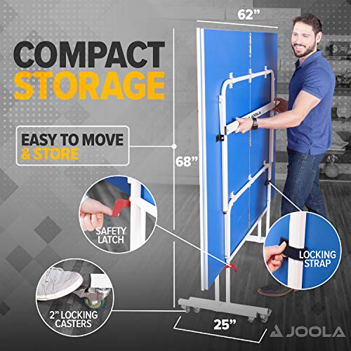 JOOLA Indoor 15mm Ping Pong Table with Quick Clamp Ping Pong Net Set - Single Player Playback Mode - Regulation Size Table Tennis Table - Compact Storage Ping Pong Table JOOLA