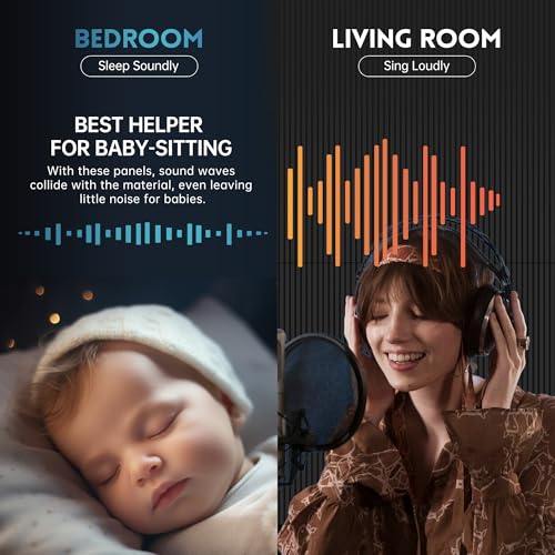 Wood Slat Wall Panel | 2 Pcs Soundproof Wall Panels 48" x 24.5" Wood Wall Panels 3D Sound Dampening Panels Wall Decoration - Black RITOLLO