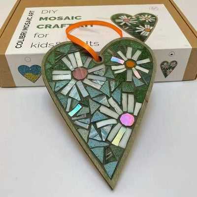 DIY Mosaic Kit for Adults & Kids – Feather, Bird, Cat & Heart Designs – Christmas Gift Arts and Crafts Kit with Grout & Tools – Easy Mosaic Craft for Beginners (Love)