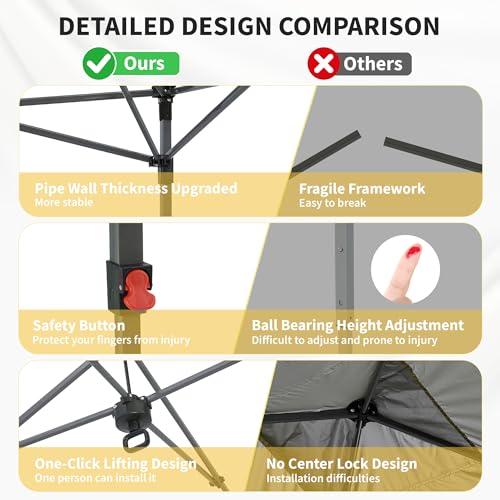 GDY 12x12FT Pop Up Canopy Tent with One Push Setup, Easy Setup Gazebo with 4 PVC Transparent Sidewalls,Includes Wheeled Bag. for Events, Parties, Camping, White. GDY