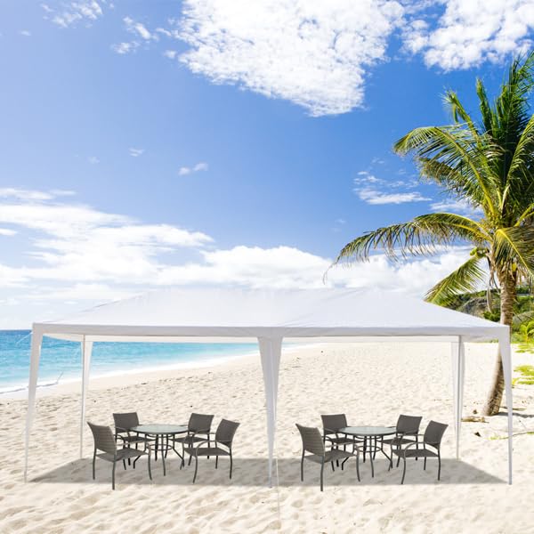 Generic 10/20/30ft Party Tent Wedding Patio Gazebo Outdoor Carport Canopy Shade with/Without Side Removable Walls, Party Wedding BBQ Events Tent (White,10x20ft (no Wall)) Generic