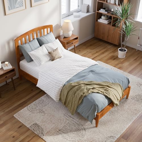 AFI, Quincy Twin XL Solid Wood Low Profile Platform Bed, Light Toffee AFI