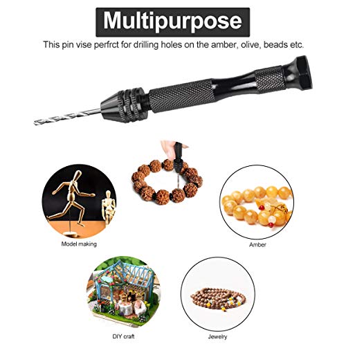 62 Pieces Pin Vises Hand Drill Bits Set Micro Twist Manual Rotary Hobby Drill Tools with Clamp for Jewelry Making, Craft Carving, DIY, Woodworking, Augenweide