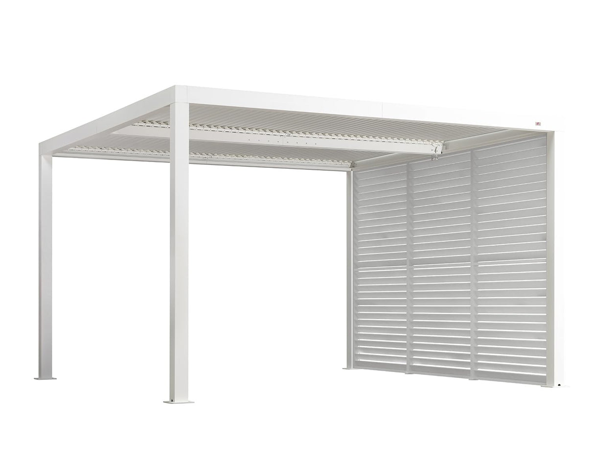 PURPLE LEAF Outdoor Louvered Pergola Accessory Aluminum Shutter Wall Divider Side Shade Privacy Screen Three Panels a Complete 12' Side Fixed Louvered Wall, Pergola Not Included PURPLE LEAF