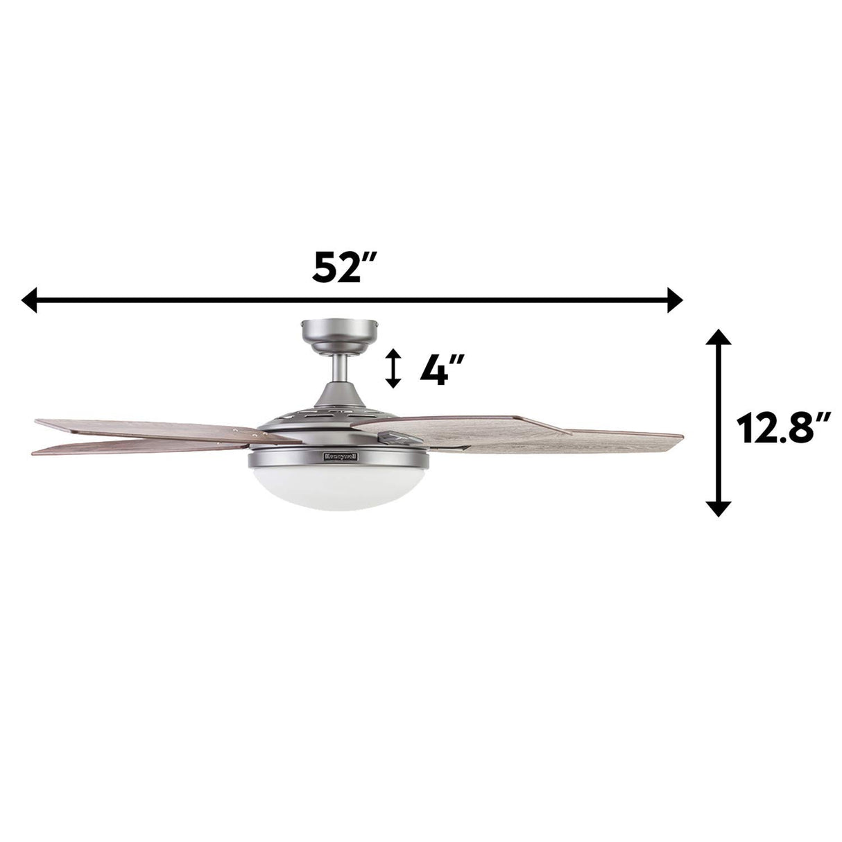 Honeywell Ceiling Fans Carmel Modern 48 Inch Ceiling Fan with Light, Remote Control Fan, LED Indoor Fan with 5 Blades, Gray Oak and Brown Chestnut Blade Finish Options, Silver (51627-01) Honeywell