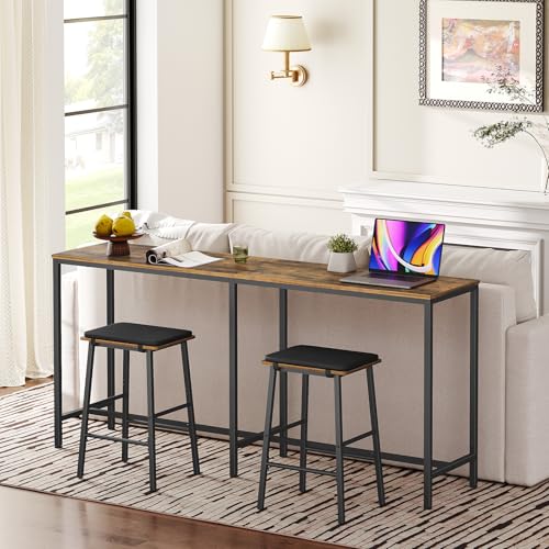 YATINEY 70.8" Long Bar Table, Counter Bar Height Table, High Top Table, Rectangular Hightop Table, Bar Pub Table, for Kitchen, Living Room, Dining Table, Entryway, Rustic Brown and Black BT08BR YATINEY