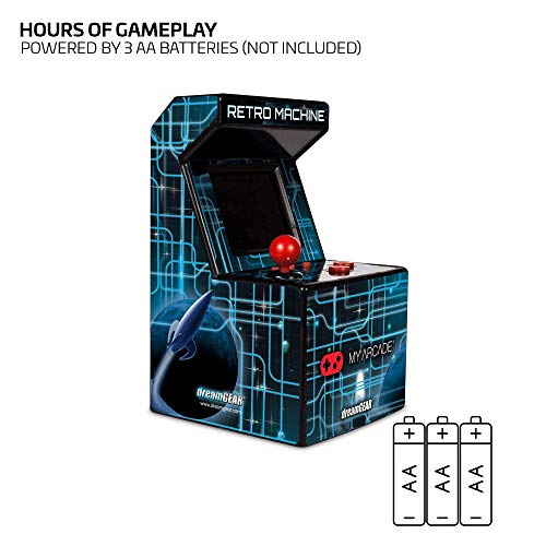 My Arcade Retro Machine Playable Mini Arcade: 200 Retro Style Games Built In, 5.75 Inch Tall, Powered by AA Batteries, 2.5 Inch Color Display, Speaker, Volume Control dreamGEAR