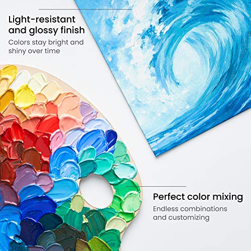 ARTEZA Acrylic Paint Set of 24 Tubes (0.74 oz, 22 ml) Non Toxic Acrylic Artist Paints, Heavy Body Acrylic Paint Art Supplies for Canvas Painting ARTEZA