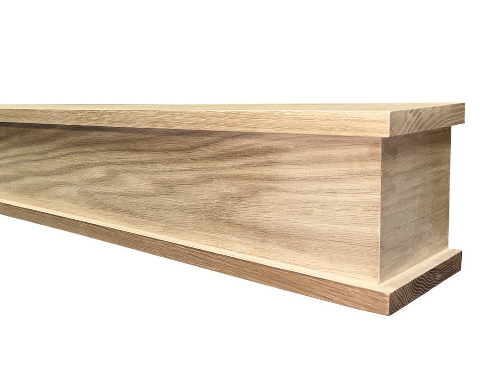 MANTELSDIRECT Bisbee 60 Inch Oak Wood Fireplace Mantel Shelf with Top and Bottom Molding - Unfinished Oak, 6" Depth, 6" Height - for Hanging Above Fireplaces and Mantels MANTELSDIRECT