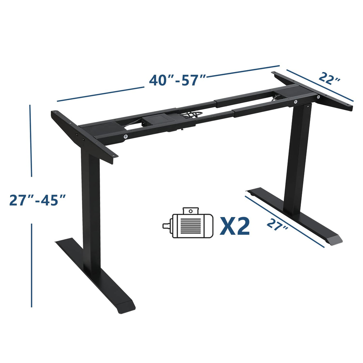 Dual Motor Electric Standing Desk, 63 x 30 Inches Height Adjustable Table with Splice Board, Ergonomic Sit Stand Computer Desk with Black Frame/Rustic Brown Top HEONAM