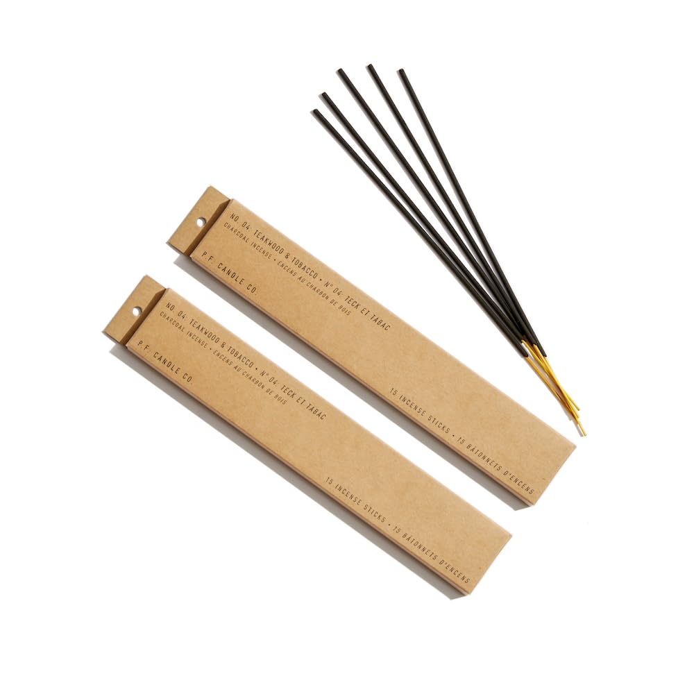 P.F. Candle Co. Teakwood & Tobacco Classic Scented Charcoal Incense Sticks (2-Pack) 1 Hour Burn Time, Made in The U.S.A. P.F. Candle Co.
