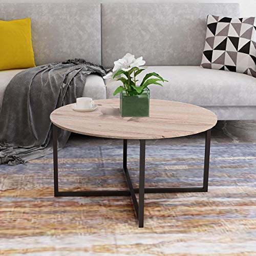 Round Coffee Table Sofa Table Kitchen Dining Tables Modern Leisure Tea Table Office Conference Pedestal Desk White HOMERECOMMEND