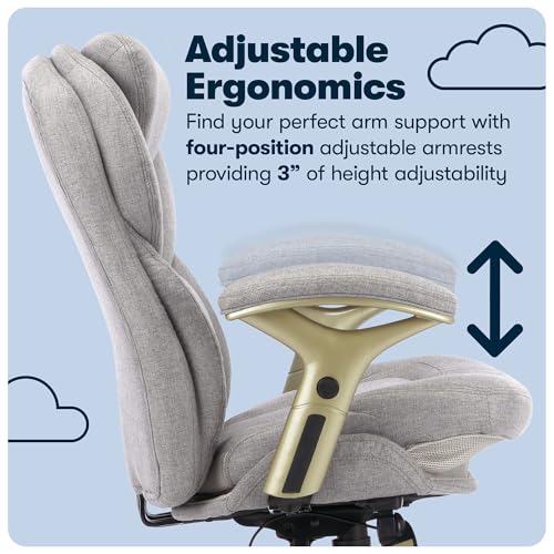 Serta Ergonomic Executive Office Chair Motion Technology Adjustable Mid Back Design with Lumbar Support, Light Gray Fabric Serta