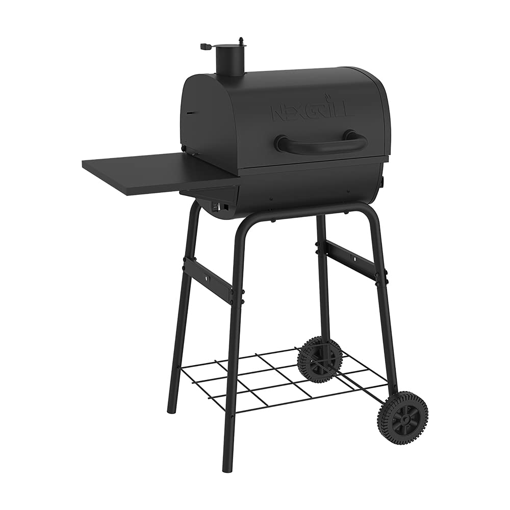 Nexgrill 17.5" Charcoal Barrel Grill with Side Shelf, Perfect for Outdoor Cooking & Grilling, BBQs, Camping, Patio, Garden, Backyard, Tailgating, Black, 810-0063 Nexgrill