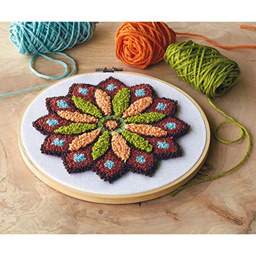 Dimensions Mandala Pattern Multicolor Punch Needle Embroidery Kit, 8" W x 8" L