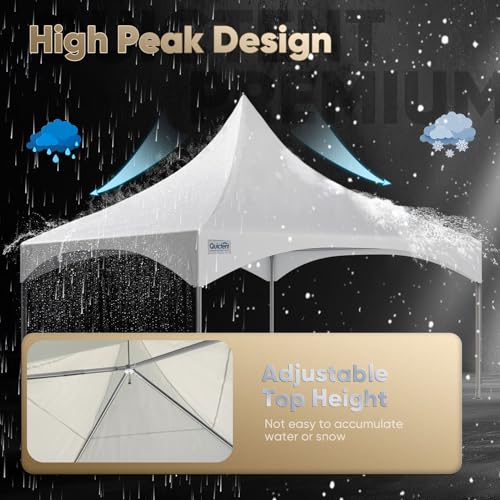 Quictent 20x20 Heavy Duty High Peak Frame Party Tent Fire Retardant 7.2' Side Height Outdoor Canopy White Vinyl, 60 Person Capacity Tent for Parties, Weddings, Events, Commercial and Residential Use Quictent