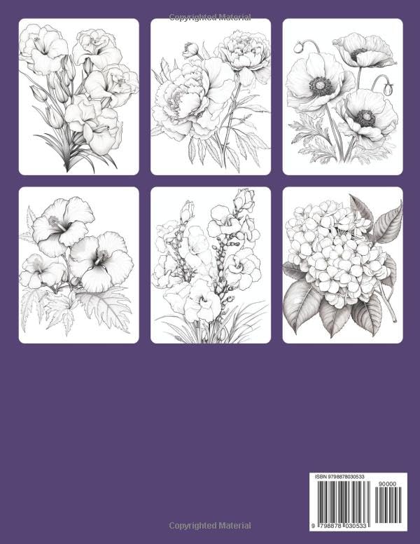 Botanical Bliss: Colouring Book for Teen and Adult, Flower botanical Drawings and Prints, Relaxation Stress Relief Colouring Majosta
