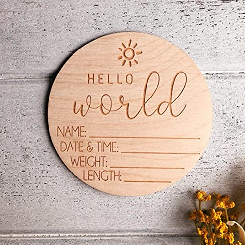 Baby Announcement Sign | Birth Announcement Sign | Hello World Newborn Sign | Perfect Photo Prop - Hospital & Home | Keepsake Baby Name Sign | AEGYPIUS