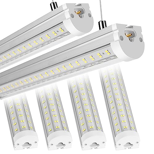 Phiwicsh 8FT LED Shop Light, U Shape 125W Integrated LED Tube Light, 6500K Clear White, 20000LM Super Bright LED Lighting, Flush Mount/Hanging Linkable LED Ceiling Lights for Garage, Plug&Play,6 Pack Phiwicsh