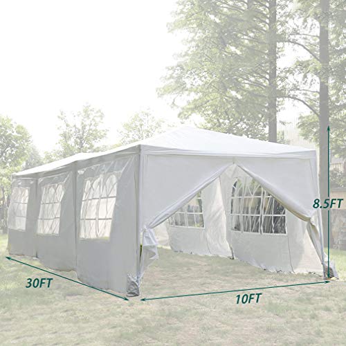 10'x30' White Outdoor Gazebo Canopy Tent Canopy Wedding Party Tent Waterproof Camping Gazebo BBQ Shelter Pavilion 8 Removable Walls -8 PayLessHere