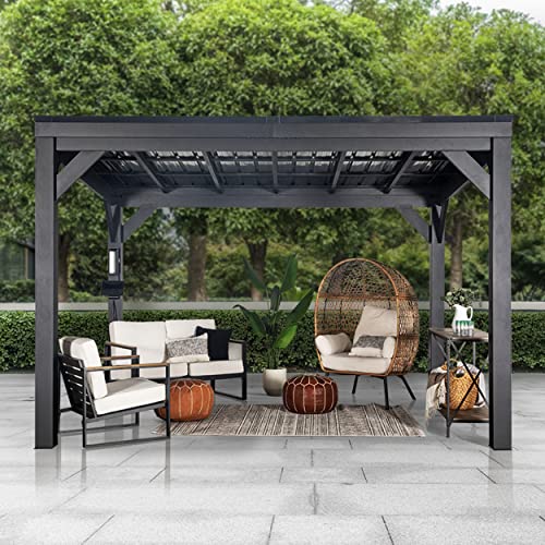 Backyard Discovery Stonebridge 12 ft. x 9 ft. 6 in. All Metal Steel Gazebo Pavilion with Slant Roof, Durable, Supports Snow Loads and Wind Speed, Rot Resistant, Backyard, Deck, Garden, Patio Backyard Discovery
