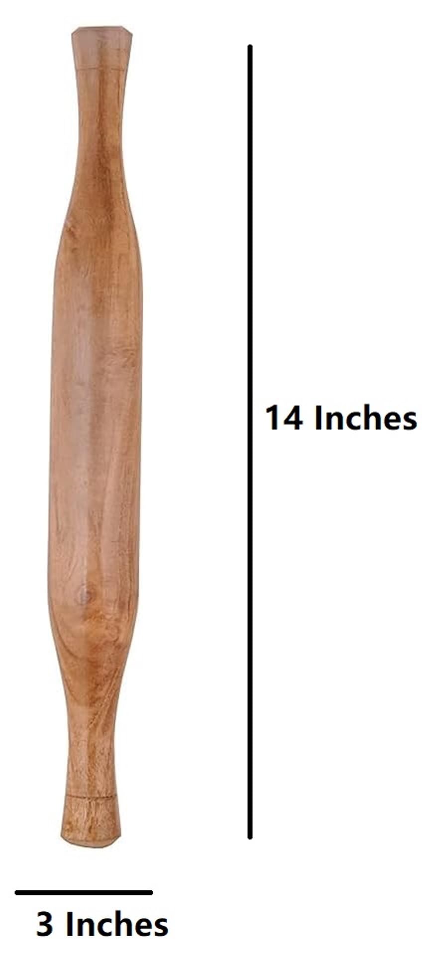 Natural Wooden Rolling Pin for Baking 14 Inches | Wood Tapered Design Non-Stick Rolling Pin | Essential Kitchen Dough Roller for Fondant, Pizza, Pie, Cookie and Pastry,Dumpling | Belan for Roti OKU 1